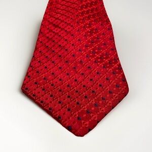 Robert Talbott Best of Class Red Silk Tie Navy Geometric Dots Made in USA